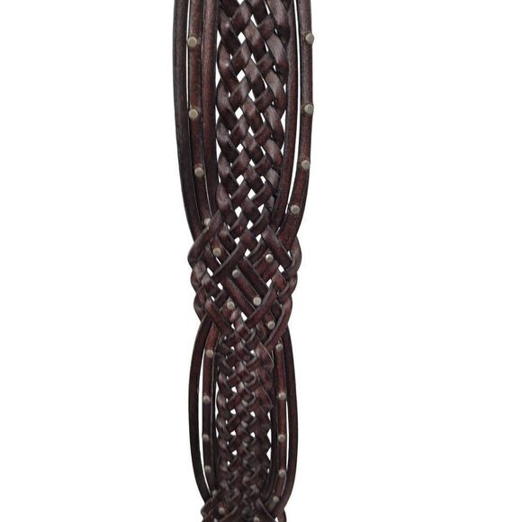 Esprit Womens Belt L Dark‎ Brown Wicker Woven Braided Silver Buckle Studded main image 9